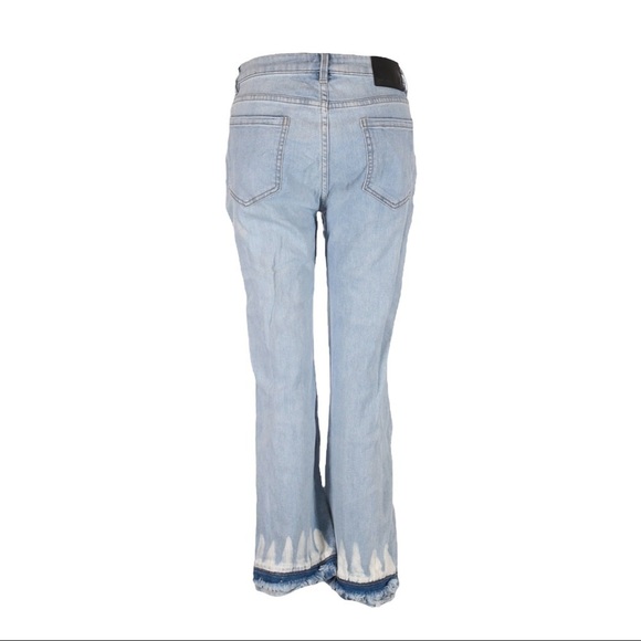 ๐บ DKNY Light Wash Cropped Raw Hem Tie Dip Dye Mid Rise Jeans Size 26 - Picture 3 of 11